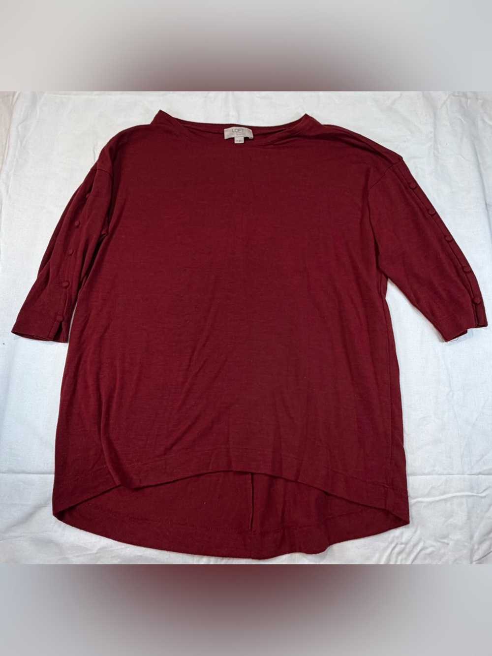 LOFT Outlet Wine Red 3/4 Sleeve Top